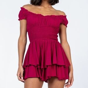 Princess Polly Love Galore Romper Burgundy